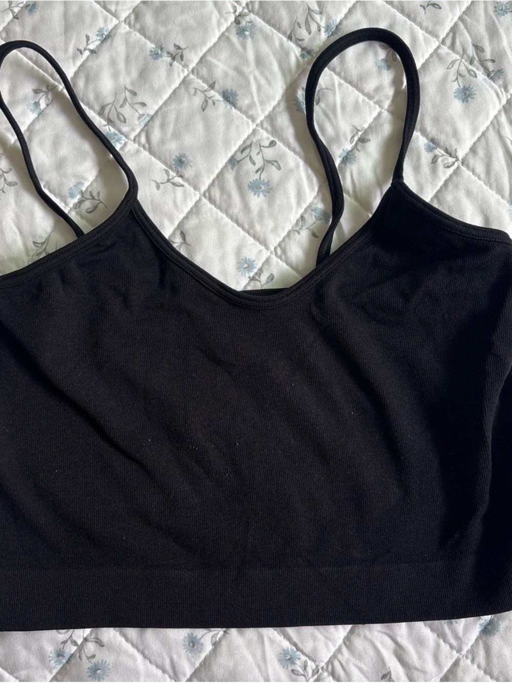 Cotton On Black Ribbed Spaghetti Strap Crop Top